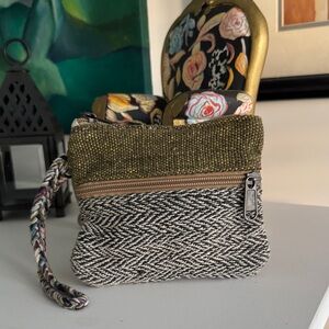 Artisan Made Small Ethnic Textile Wristlet with Zipper